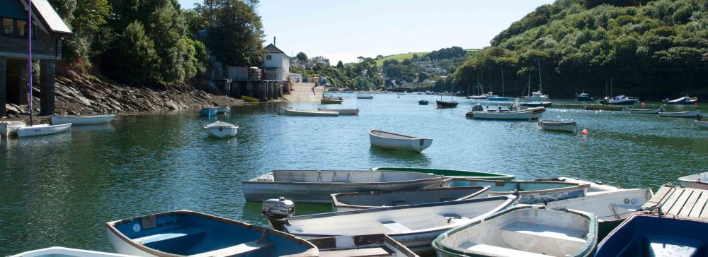 Boats Moored On The River In Noss Mayo